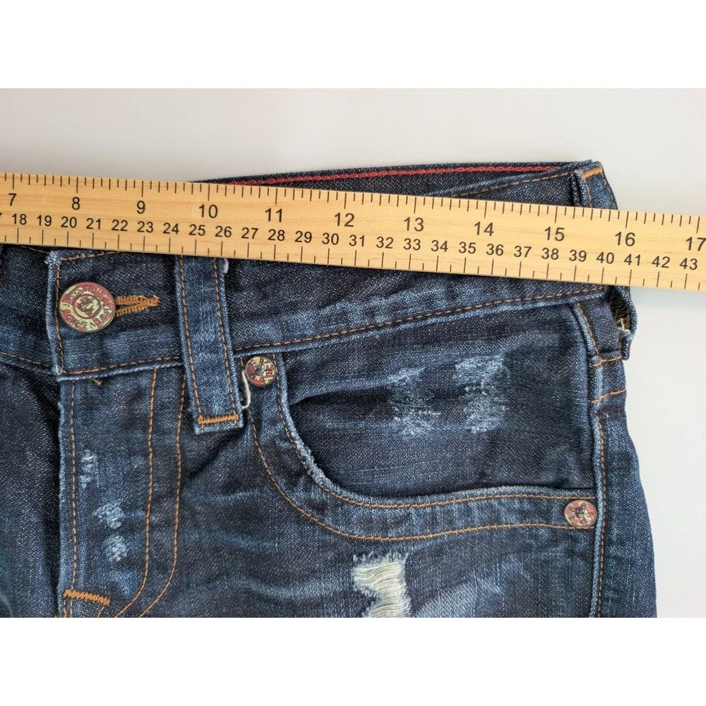 True Religion‎ Rocco Relaxed Skinny Distressed Dark Wash Denim Jeans Mens 28 USA